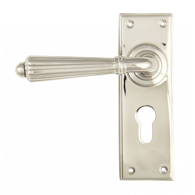 Hinton Lock Door Handle Kit, Polished Nickel