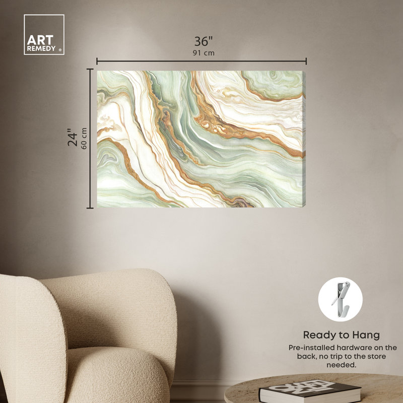 Vert et or, Toile tendue, H 24 po x l 36 po