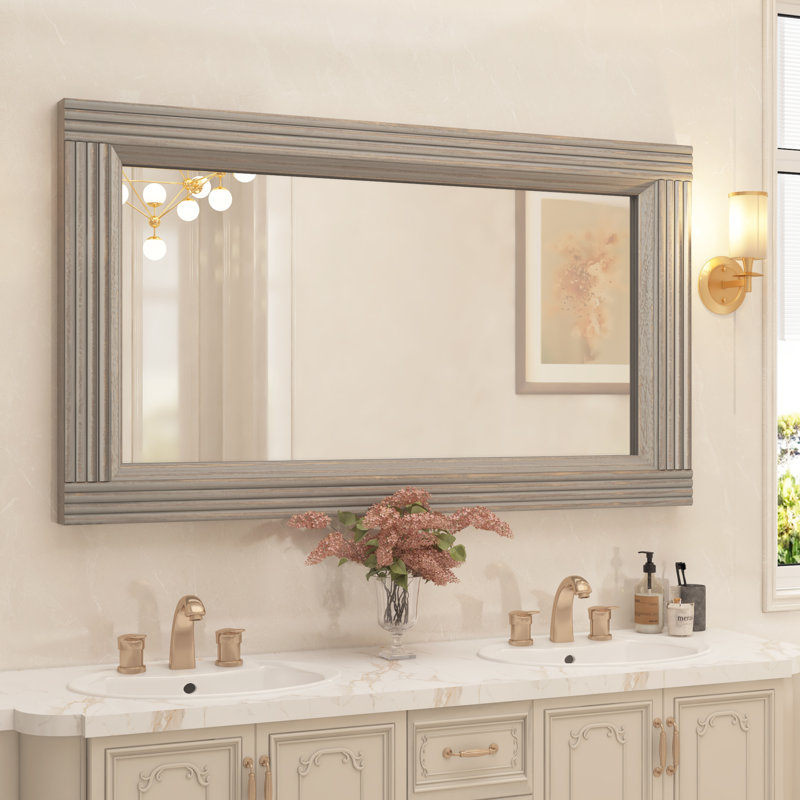 Solid Wood Flat Bathroom Mirror, 48" x 30"