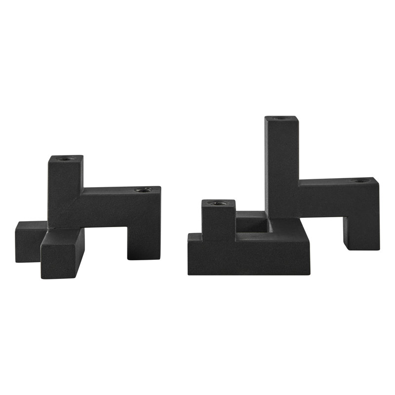 2 Piece Metal Tabletop Stacking Taper Candle Holder Set