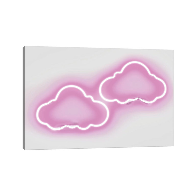 Neon Clouds Pink On White by Hailey Carr - Wrapped Canvas Print, 66.04 cm H x 45.72 cm W x 1.91 cm D