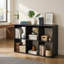 Étagère modulaire de 6 cubes avec barre de sécurité arrière, finition bois, idéale pour le salon, la chambre à coucher et le bureau, noire.