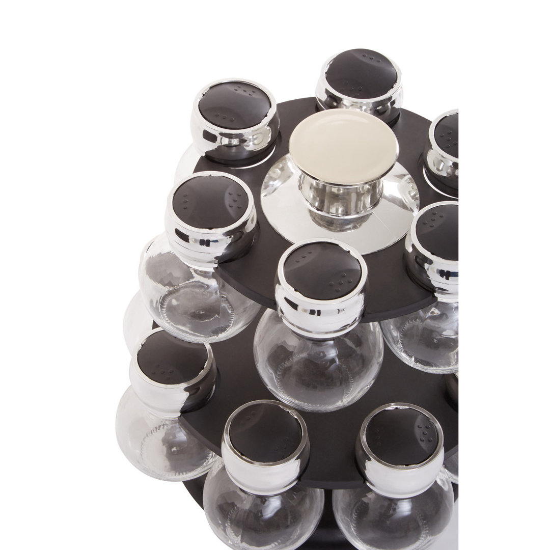 Freestanding Wood Spice Jar & Rack Set