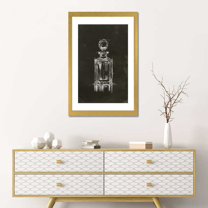 "Crystal Bar I" par Ethan Harper, reproduction d’art, H 24 po x l 16 po x P 1 po, Papier encadré doré, Blanc
