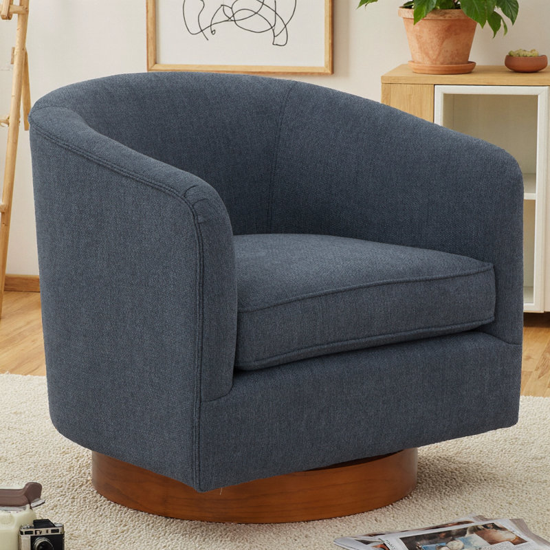 Chaise pivotante en chenille bleue Miramar, Bleu