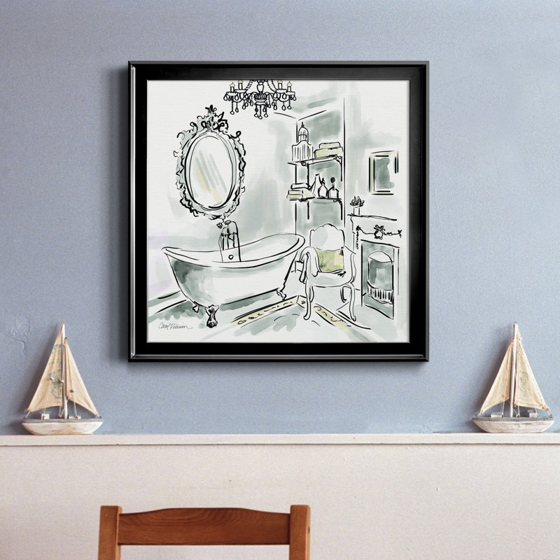 «Opulent Bath II», reproduction d'art sur toile, H 17,5 po x l 17,5 po x P 1,5 po, Toile avec cadre noir