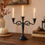 Porte-bougie chandelier noir 3 branches