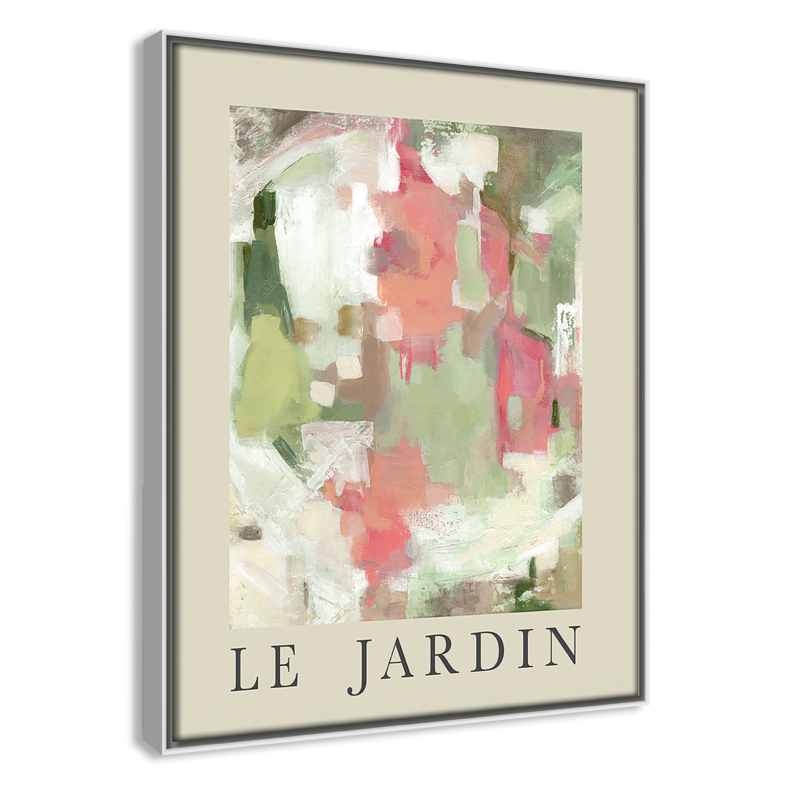 Riya "Le Jardin" Print by Carol Robinson, White Floater Frame, No, 15.5" H x 12.5" W x 2" D