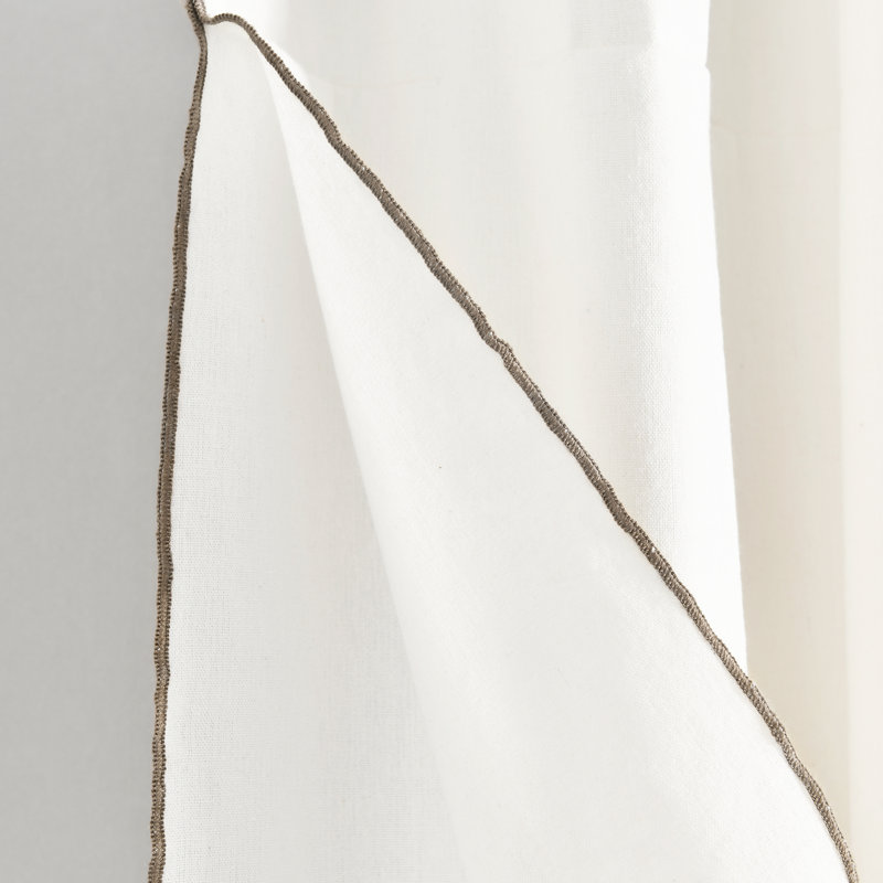 Paire de rideaux semi-transparents en coton mélangé, Lin clair