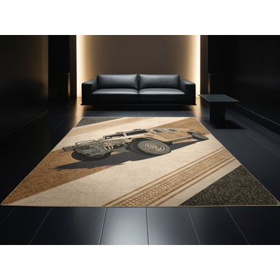 Tapis beige de style véhicule de patrouille désertique lavable à la machine