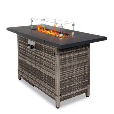 Table de foyer d'extérieur au gaz Black