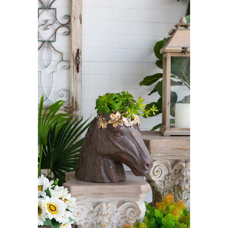 Pot de fleurs décoratif à tête de cheval pour l'intérieur et l'extérieur