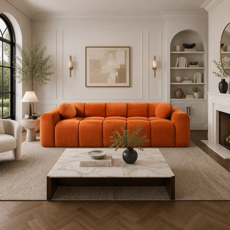 98.4" Extra Large Compression Sofa, Orange