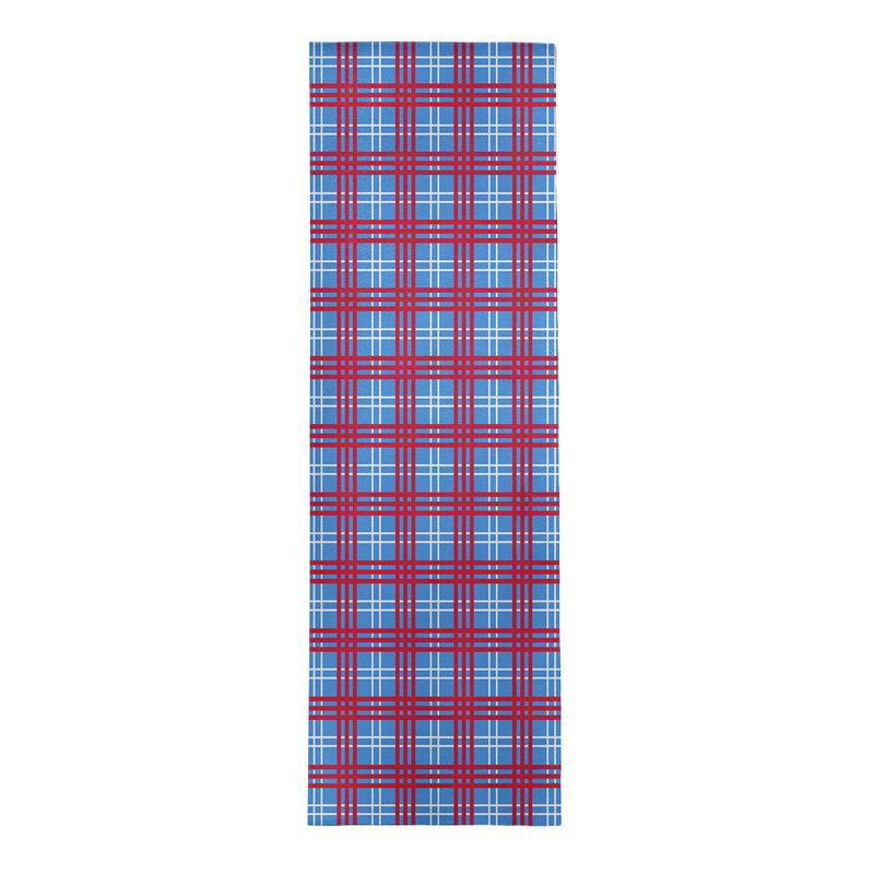 Tapis à carreaux bleu, Tapis de couloir 2 pi 6 po x 8 pi