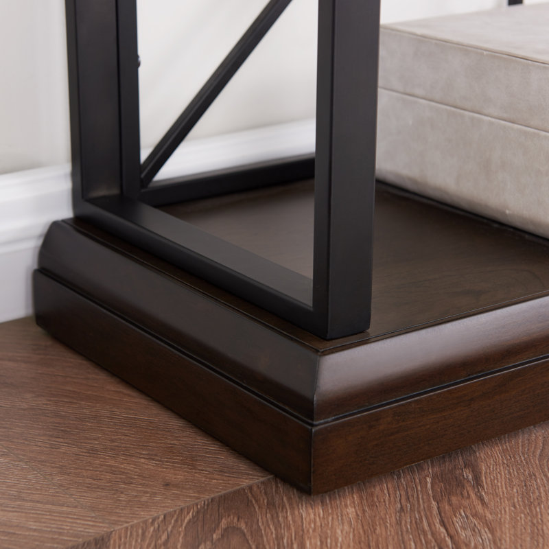 Finnick Solid + Manufactured Wood Bookshelf, Matte Black/Dark Brown