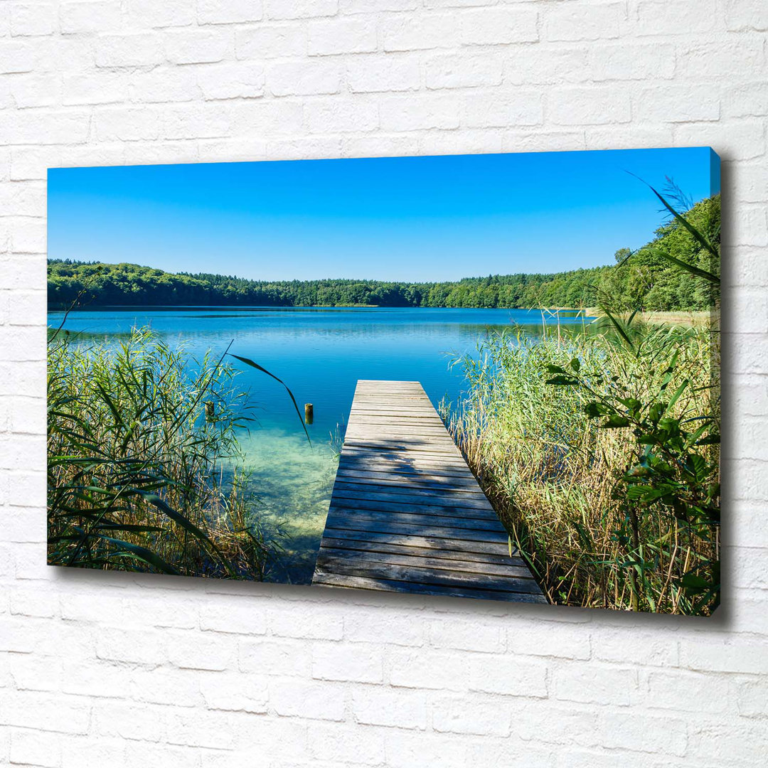 Leinwanddruck - Wandkunst - Drucke auf Leinwand - 100X70 Bildmotiv: Pier am See