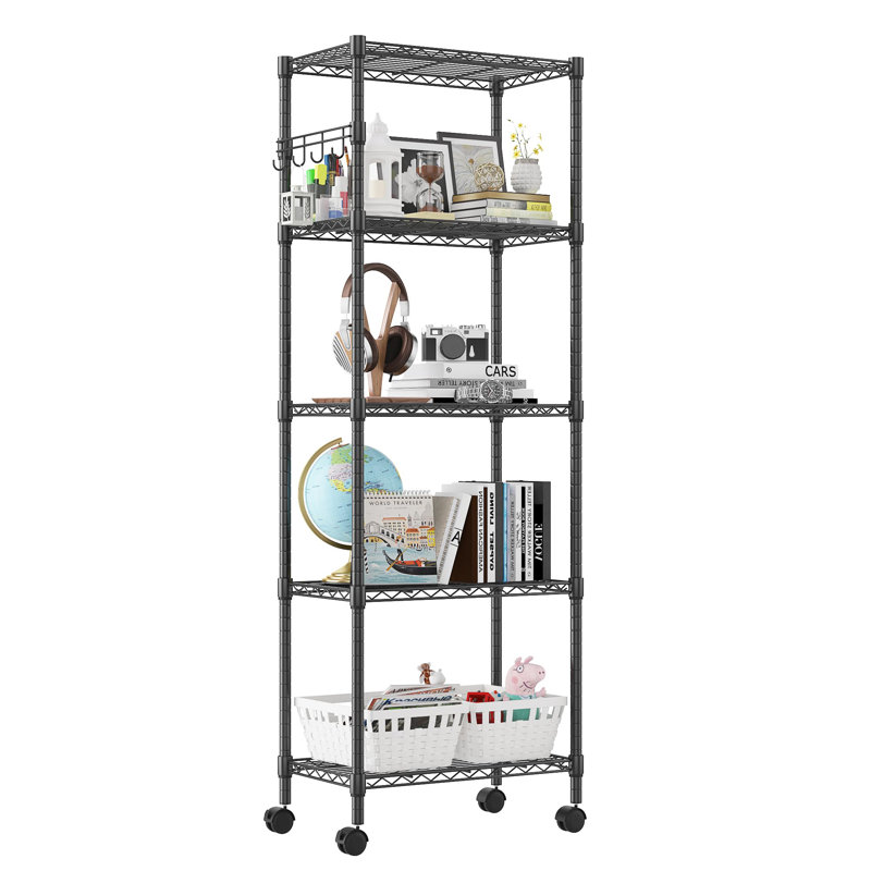 Elya 59cm W Powder Coated Steel Shelving Unit, Black