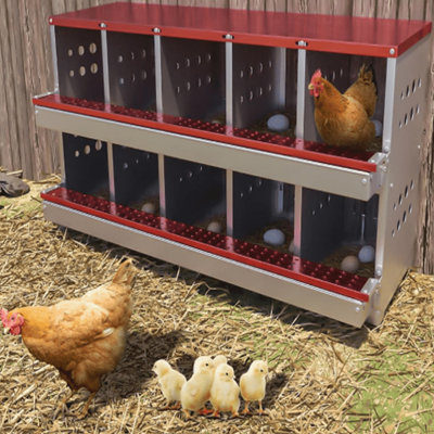 10 Compartment Metal Chicken Nesting Box For Laying Eggs, Rustproof Wall-mountable Roll Away Chicken Laying Boxes