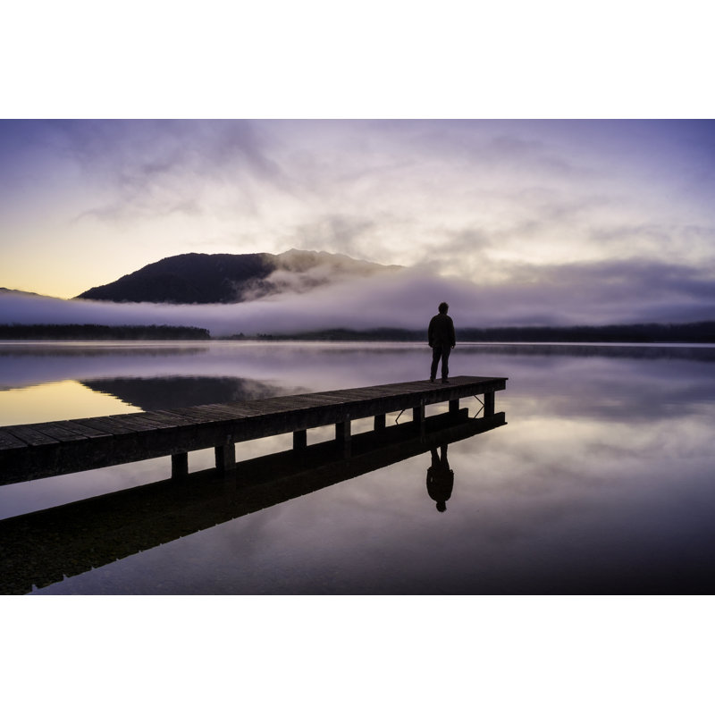Contemplation At Lake Kaniere by Simonbradfield - No Frame Print on Canvas, 81cm H x 122cm W