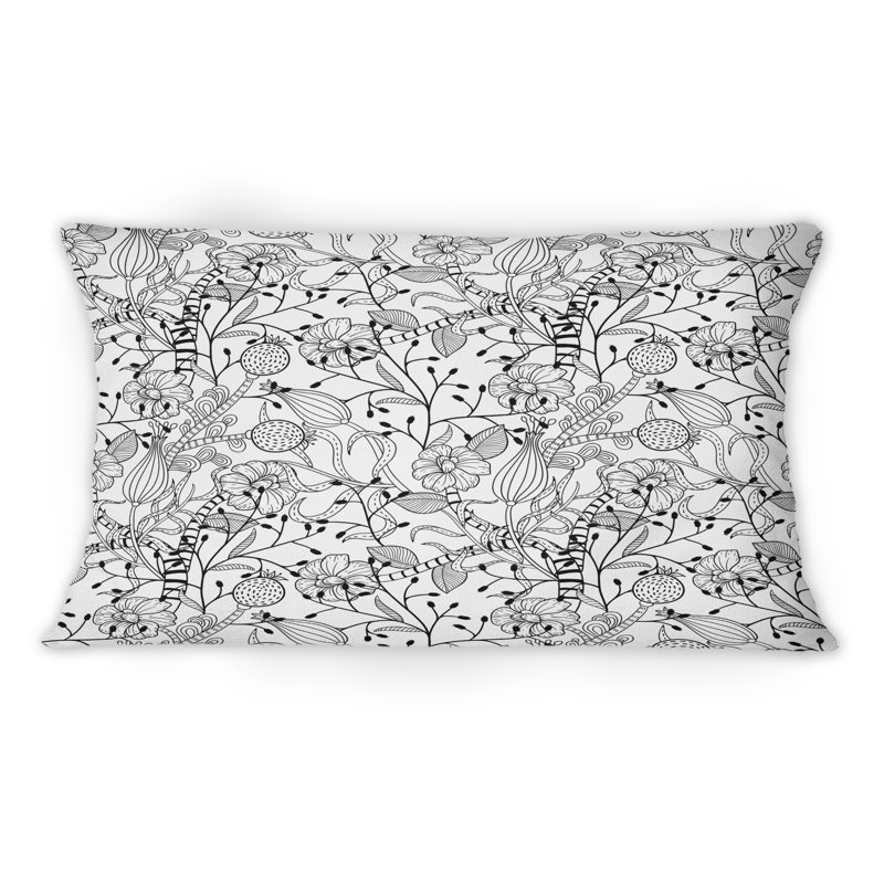 Monochrome Shapes I -1 Patterned Printed Throw Pillow