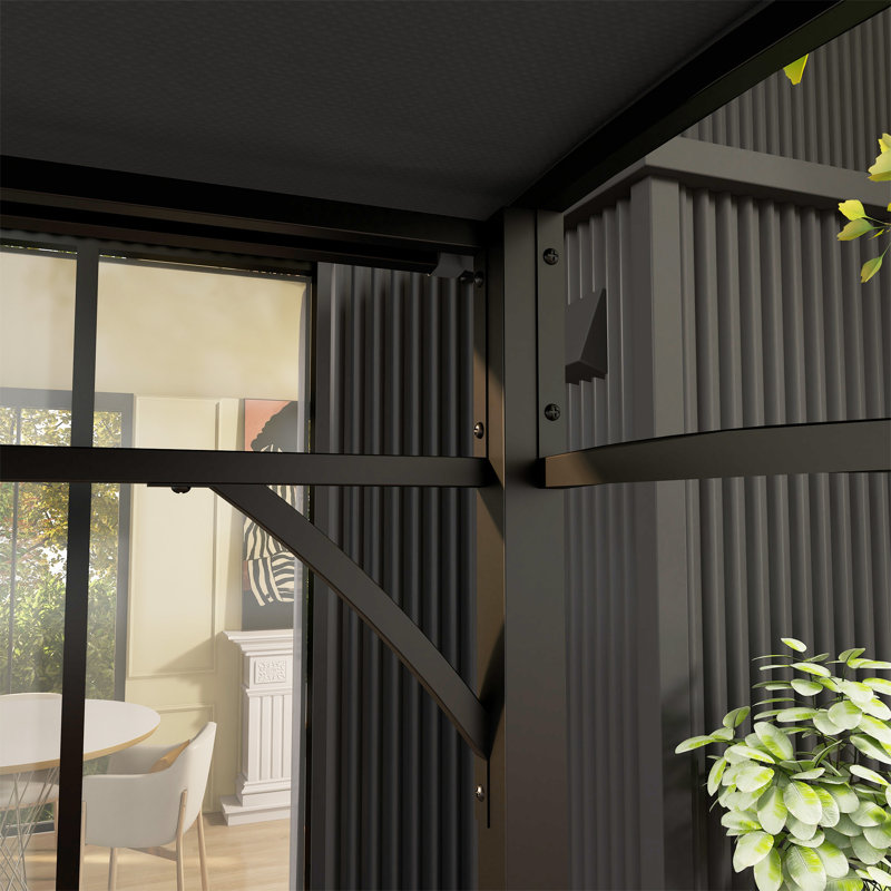 7 pi L 5 pi. D Pavillon de jardin en acier, Gris