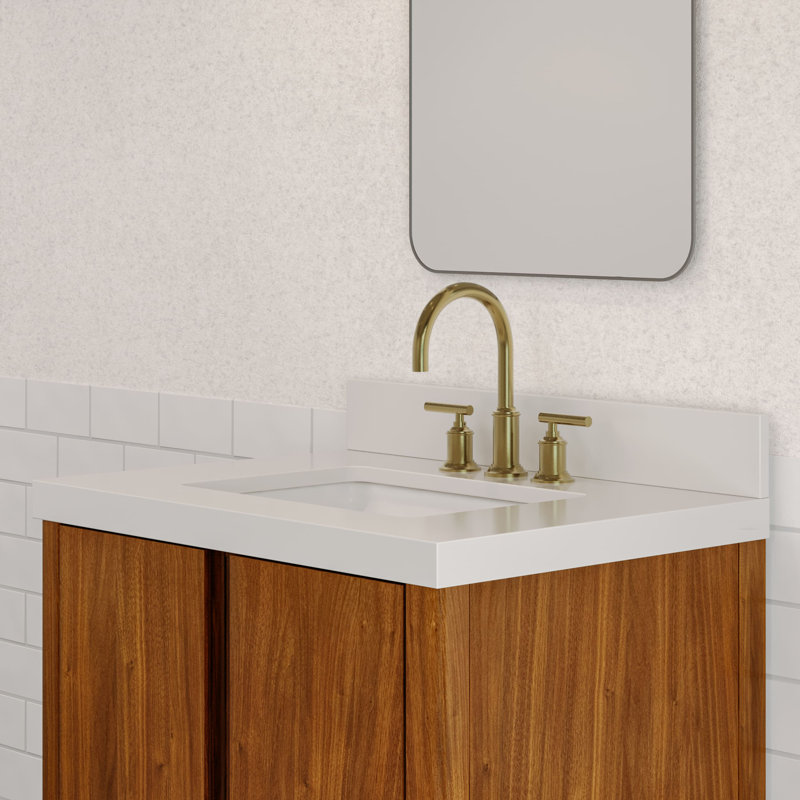 Sequoia 30 In. Single Sink Whitebrook Engineered Marble Countertop Bath Vanity With Faucet, Noir Juglans, Gold