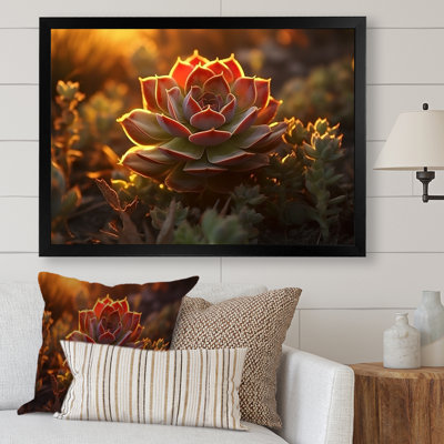 «Succulent Desert Cactus Field Burning Sunset II», reproduction sur toile