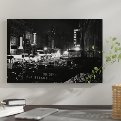 " 1940s Night Street Scene West 52nd Street Lights From Numerous Clubs And Nightclubs New York USA "