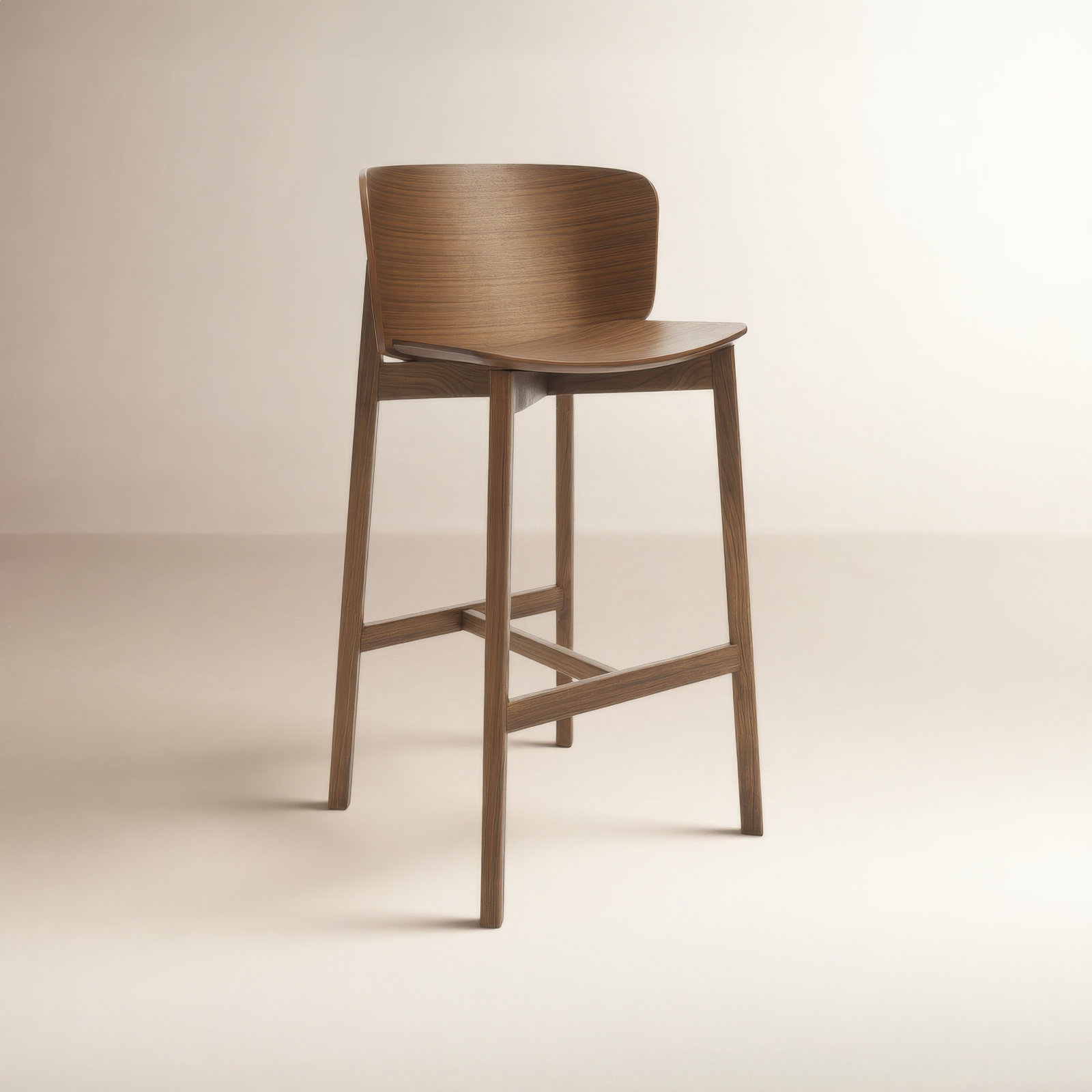 Buddy Bar and Counter Stool, Walnut, Bar Stool (32" Seat height)