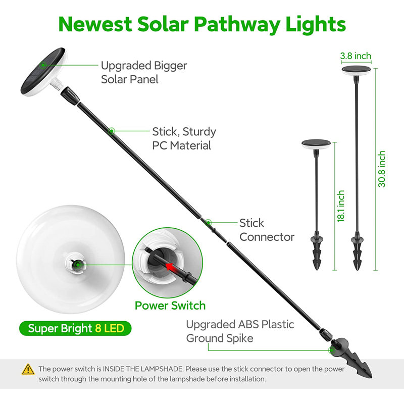 Ensemble de lumières de sentier intégrées à énergie solaire noires à basse tension DEL