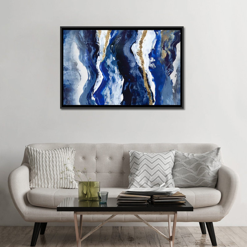 Effectus II, Bleu, H 32 po x l 48 po, Toile à cadre flottant noir
