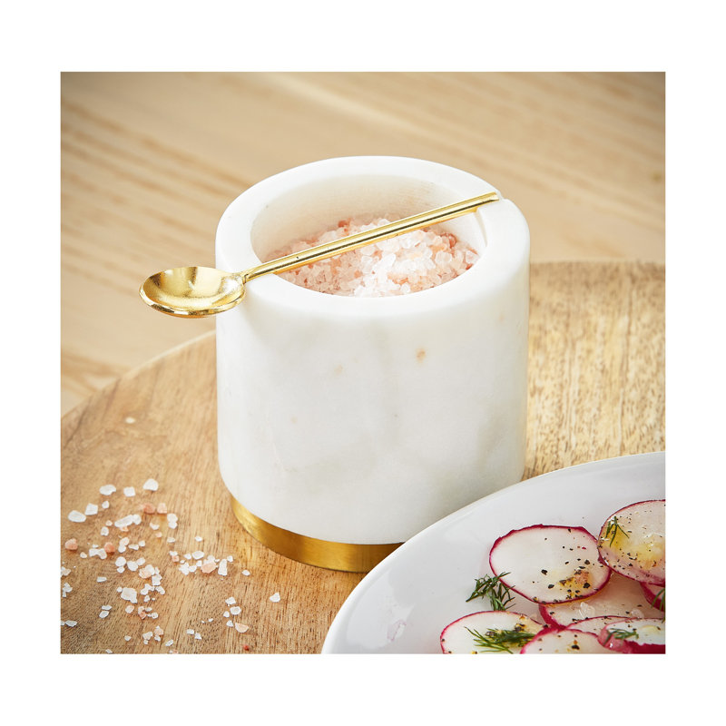 Ensemble cuillère à sel en marbre et cuillère
