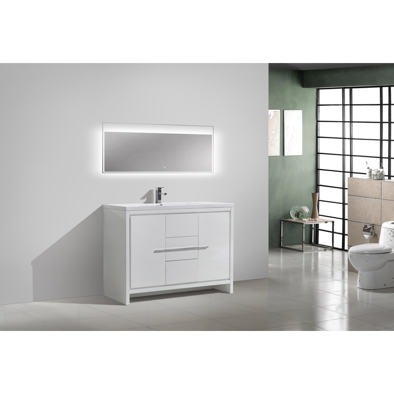 Melillo 47'' Single Bathroom Vanity Base Only, High Gloss White