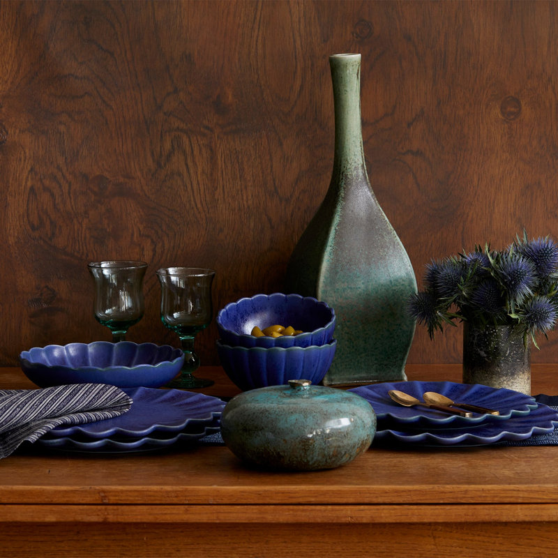 Dhalia Stoneware Cereal Bowl, Blue