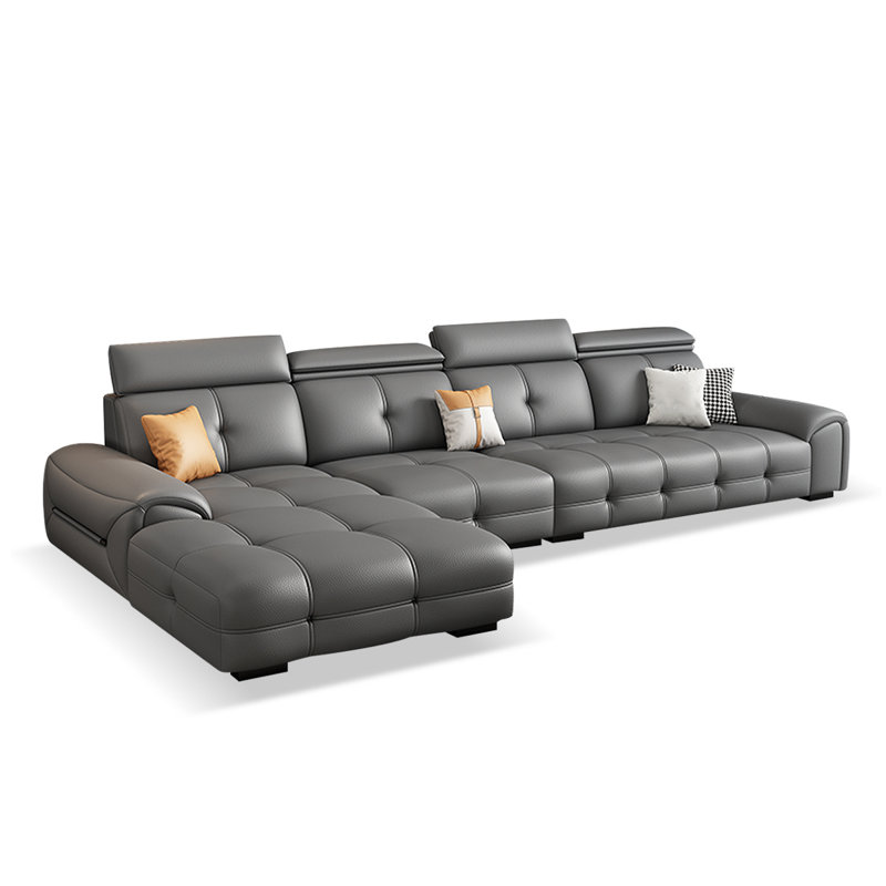 Canapé modulaire 3 pièces rembourré, Gris, H 36,22 po x l 125,98 po x P 41,73 po, Face à la gauche