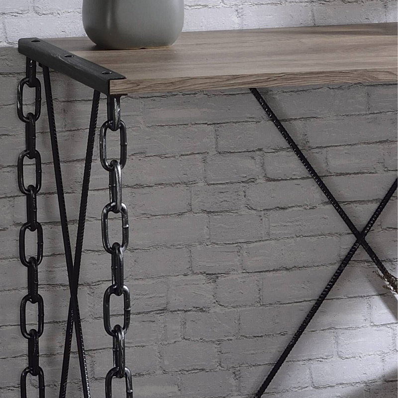 Jodie Rustic Oak & Antique Black Finish Console Table