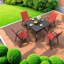 Ensemble de salle à manger de patio durable 5 pièces, structure en métal avec finition grain de bois, pour jardin et balcon