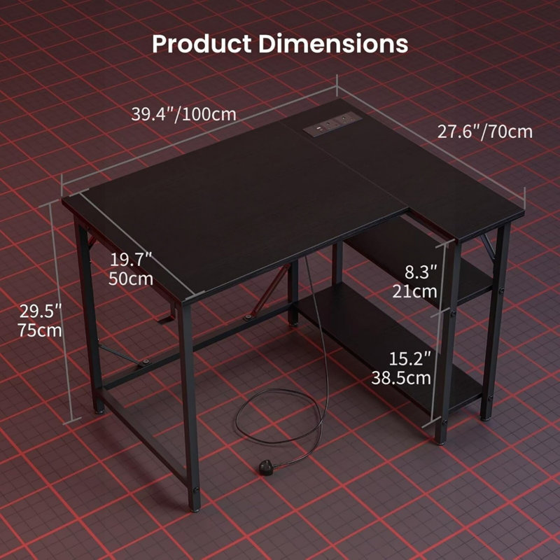 MDF Steel Computer Desk, Black