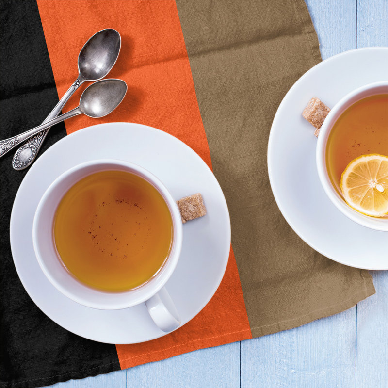 Stripe Tea Towel Kitchen Towel, Cotton Twill, Black/Orange/Gold Baseball