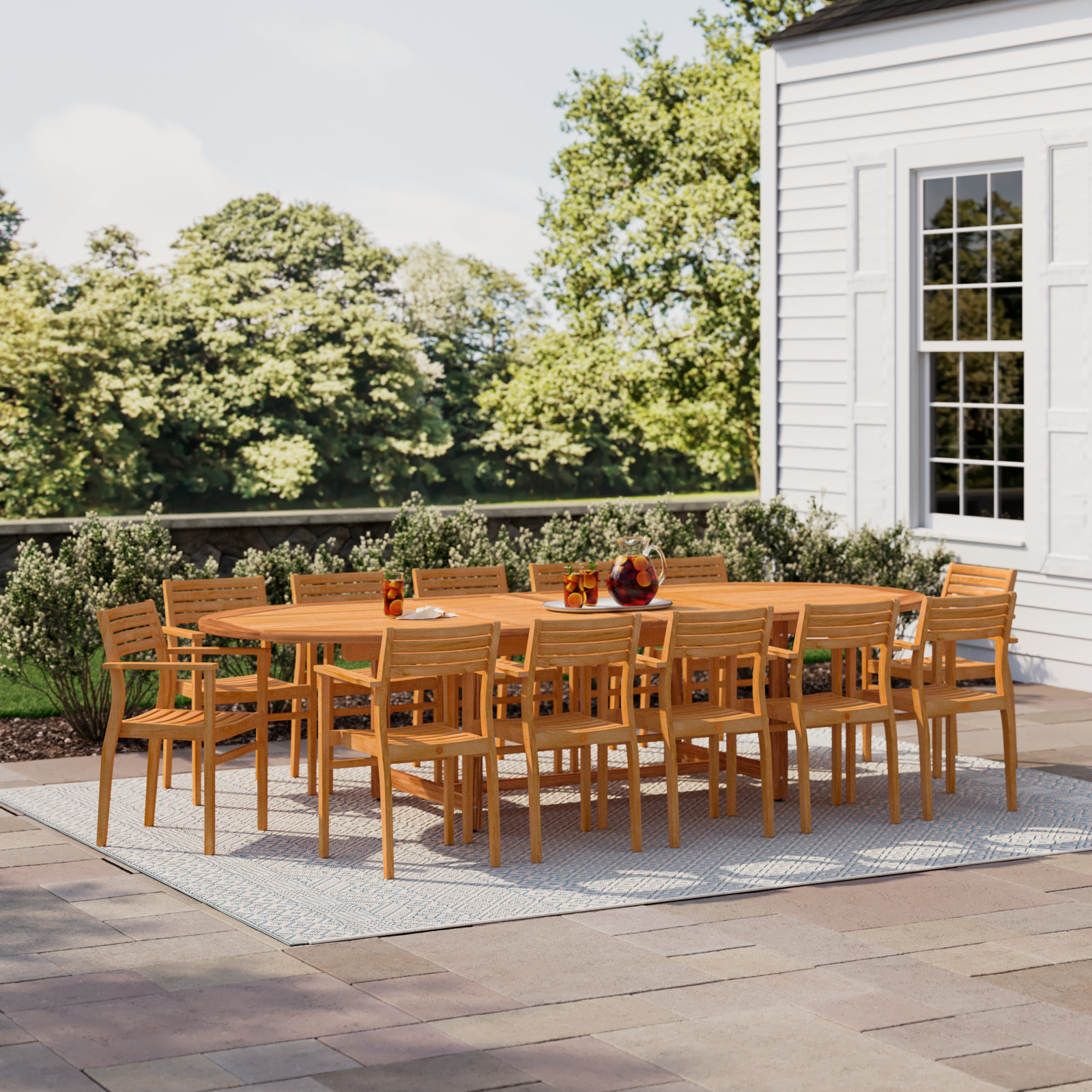 Anautica Oval 12 - Person Outdoor Dining Set