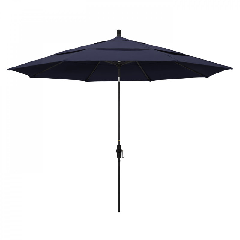 Parasol de marché Broadmeade octogonal Sunbrella, Pierre noire, Toile performance bleu marine