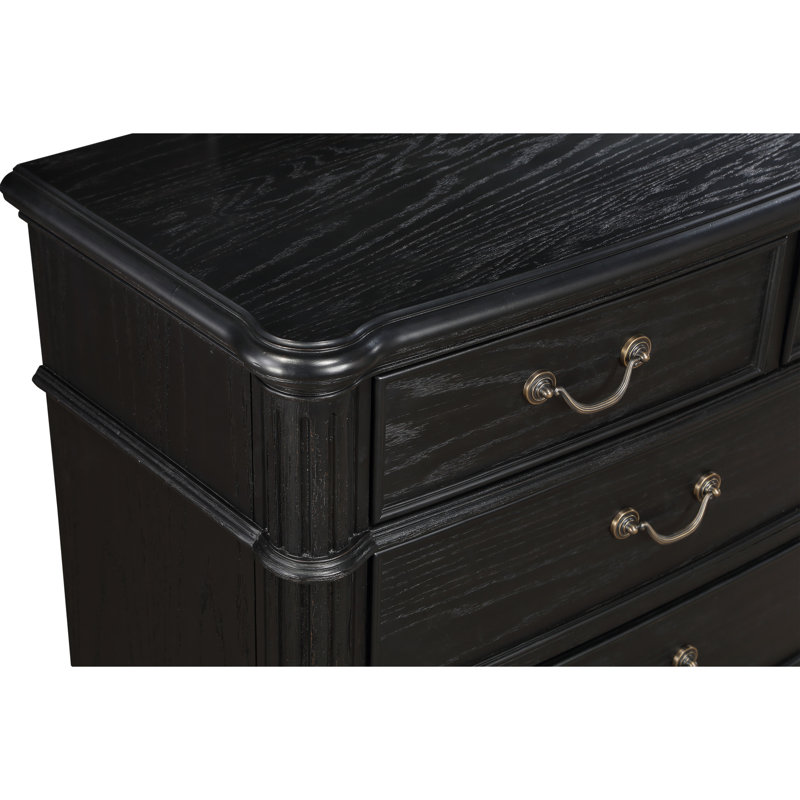 Table de chevet noire avec 3 tiroirs et quincaillerie en métal
