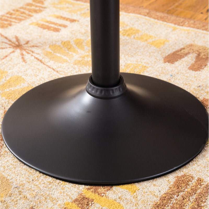 Table de bar en métal avec plateau carré noir et pieds réglables - hauteur de 26 po à 36 po contemporaine pour chambre à coucher