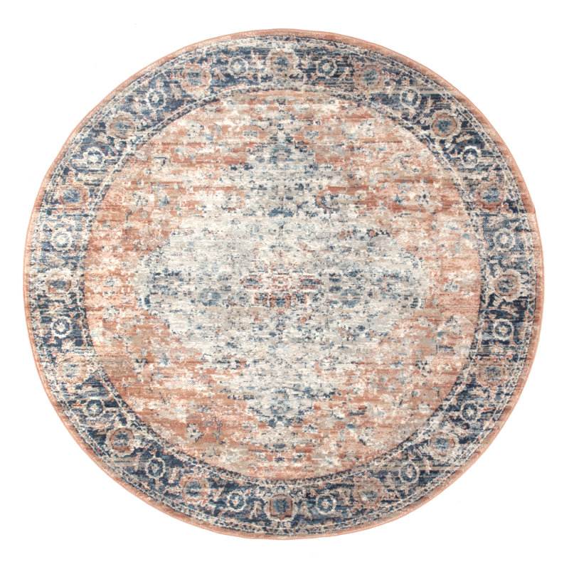Tapis beige / bleu Casarez, Rond 6 pi