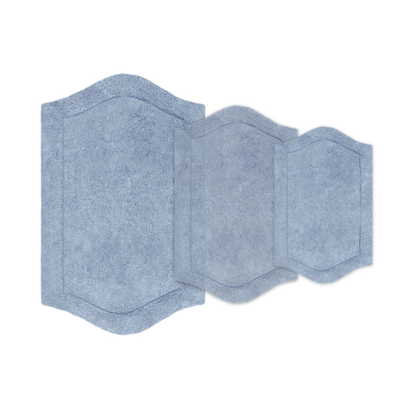 Morissette Waterford 100% Cotton Bath Rug Set, 3 Piece Set, Includes 17"x24", 21"x34" and 24"x40", Spray Latex Backing, Soft Absorbent Bathroom Rugs, Machine Washable