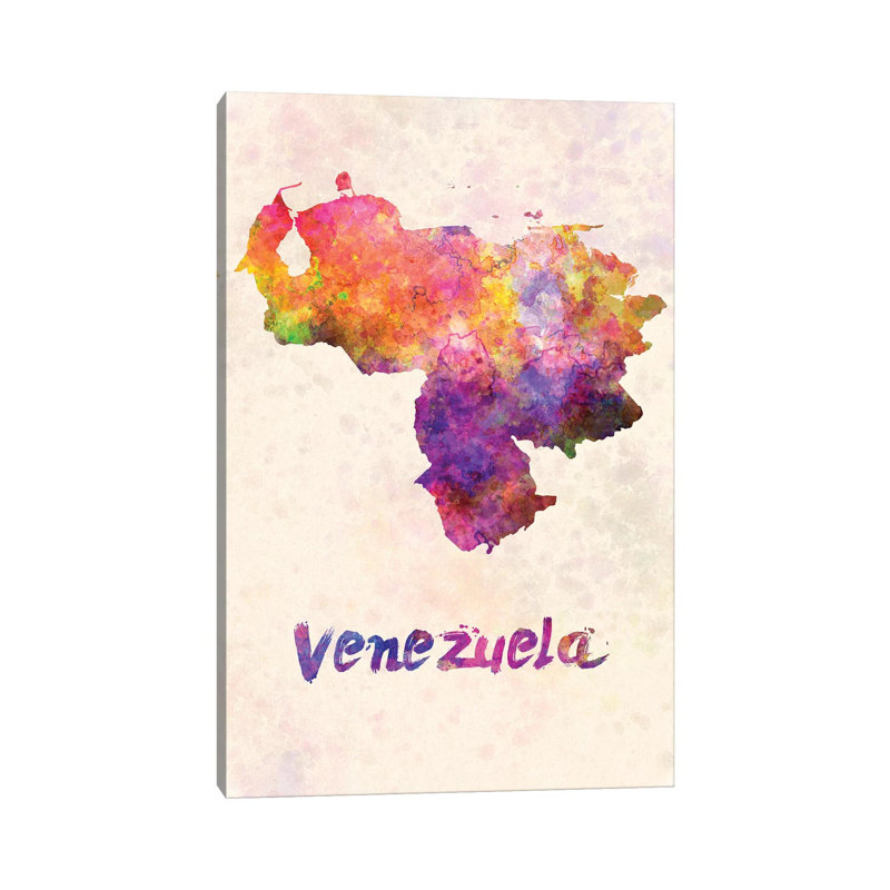 Vénézuéla en aquarelle par Paul Rommer - peinture sur toile tendue, H 40 po x l 26 po x P 1,5 po