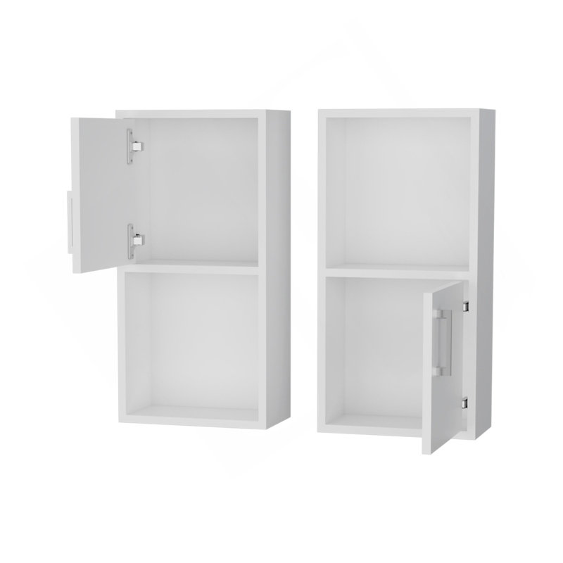 White 2 Bathroom Medicine Cabinets With Open Shelf, White