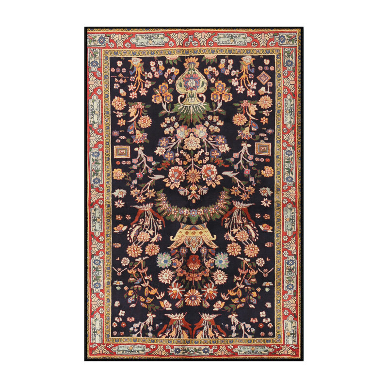 Tapis traditionnel noir / rouge / brun Colmars, Rectangle 7 pi x 9 pi