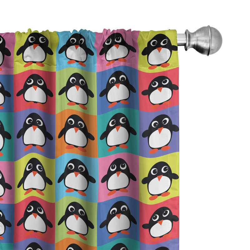 Paire de rideaux semi-transparents avec passe-tringle Penguin, 28 po x 95 po