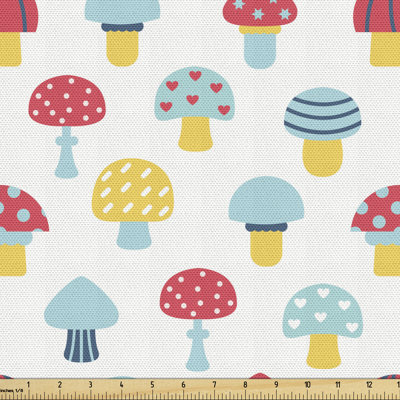 Charleene Repetitive Autumnal Forest Flora Cartoon Toadstool Illustration Multi-Purpose Fabric